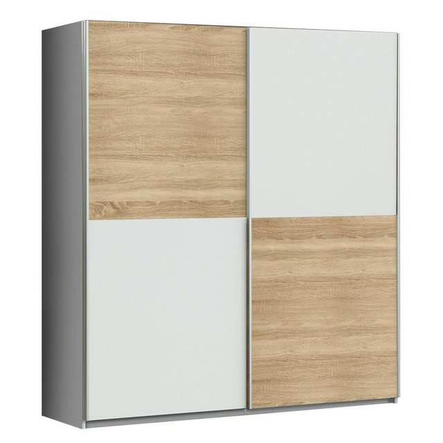 expendio Kleiderschrank Wisal 16 Schwebetürenschrank 170x191x61 cm Sonoma Eiche weiß