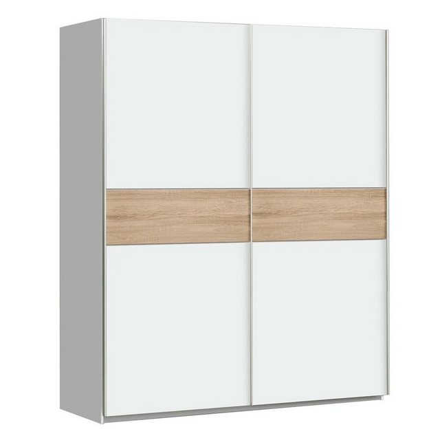 expendio Kleiderschrank Wisal 18 Schwebetürenschrank weiß Sonoma Eiche 150x191x61 cm Kleiderstangen