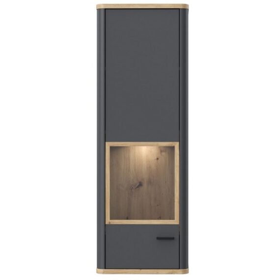 expendio Vitrine Leone 6 Wolfram Grey / Artisan Oak Nb. mit Beleuchtung