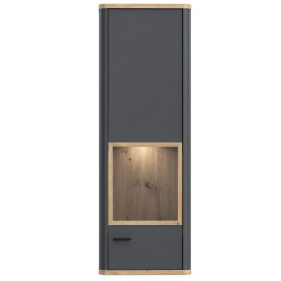 expendio Vitrine Leone 7 Wolfram Grey / Artisan Oak Nb. mit Beleuchtung