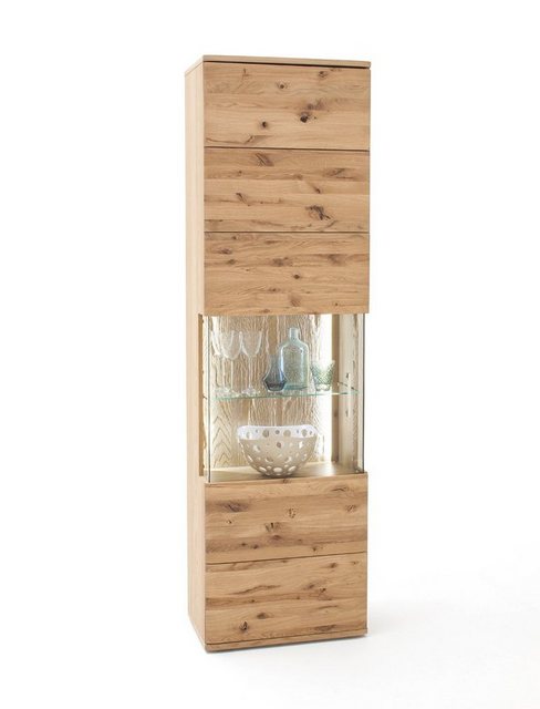 expendio Vitrine Samir 4 Asteiche Bianco teilmassiv 60x208x37 cm Beleuchtung Softclose-Funktion