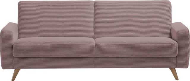 exxpo – sofa fashion 3-Sitzer Samso, elegant und bequem, aktueller Cord Bezug, Kippcouch, hochwertige Verarbeitung, Schlafsofa inkl. Bettfunktion und Bettkasten