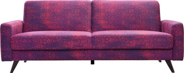 exxpo – sofa fashion 3-Sitzer Side, trendiger Bezugsstoff, toller Sitz- und Liegekomfort, Schlafsofa, mit Schlaffunktion, Bettkasten und hohe Holzfüße, Solitärmöbel