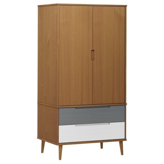 furnicato Kleiderschrank MOLDE Braun 90x55x175 cm Massivholz Kiefer (1-St)