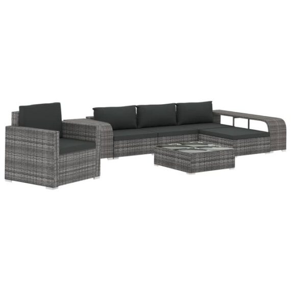 furnicato Loungesofa 8-tlg. Garten-Lounge-Set mit Auflagen Poly Rattan Grau, 1 Teile