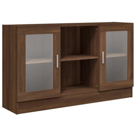 furnicato Vitrine Vitrinenschrank Braun Eichen-Optik 120x30,5x70 cm Holzwerkstoff (1-St)