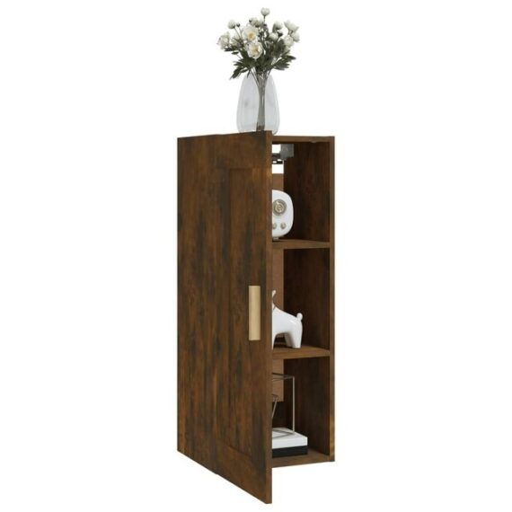 furnicato Wandhängeschrank Wandschrank Räuchereiche 35x34x90 cm Holzwerkstoff, 1-tlg.