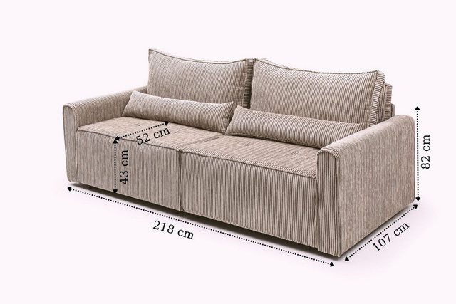 gowoll 3-Sitzer Sofa Bed mit Schlaffunktion und Stauraum Schlafsessel Gästebett