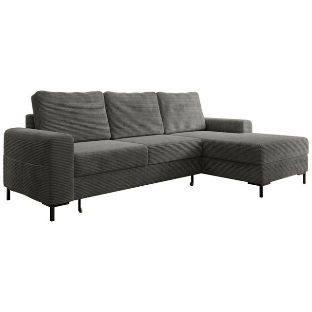 inter Ecksofa Ecksofa OSAKA Anthrazit Cord Ottomane rechts