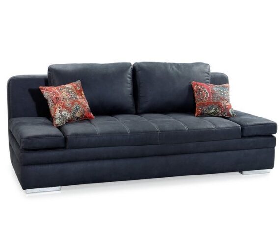 luma-home Schlafsofa 15118, mit Bettkasten 200 cm breit, Armlehnen verstellbar, Bettfunktion, attrakt.Steppung, Mikrofaser Antikleder-Optik Anthrazit