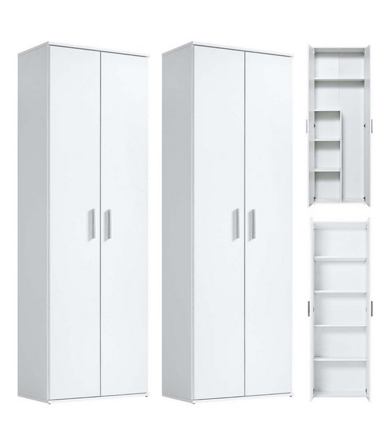 mokebo Schrank-Set Die Allzweckwaffe, (2er-Set), Stauraum-Set aus Aktenschrank & Besenschrank in Weiß