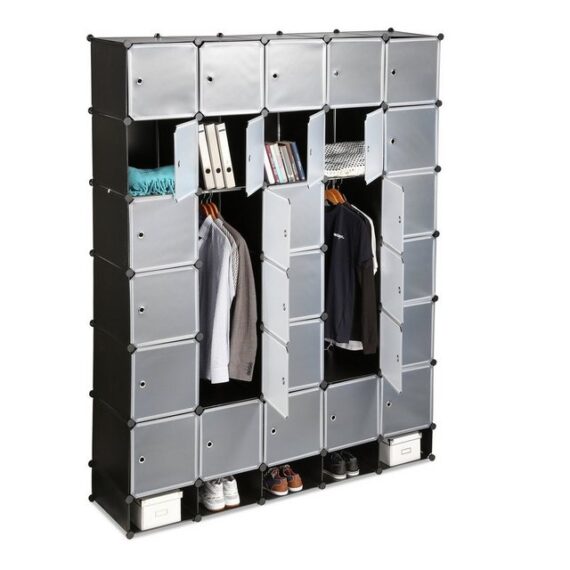 relaxdays Kleiderschrank XXL Kleiderschrank Stecksystem Schwarz