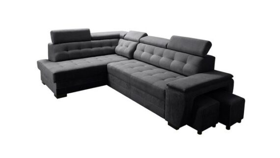 robin Ecksofa Grand Ecksofa mit Bettfunktion Kopfstützen Schlafsofa mit Bettkasten