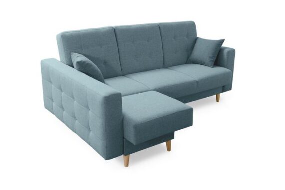 robin Ecksofa Hilton Schlafsofa mit Bettkasten 2 Kissen Sofa L-Form Funktionssofa