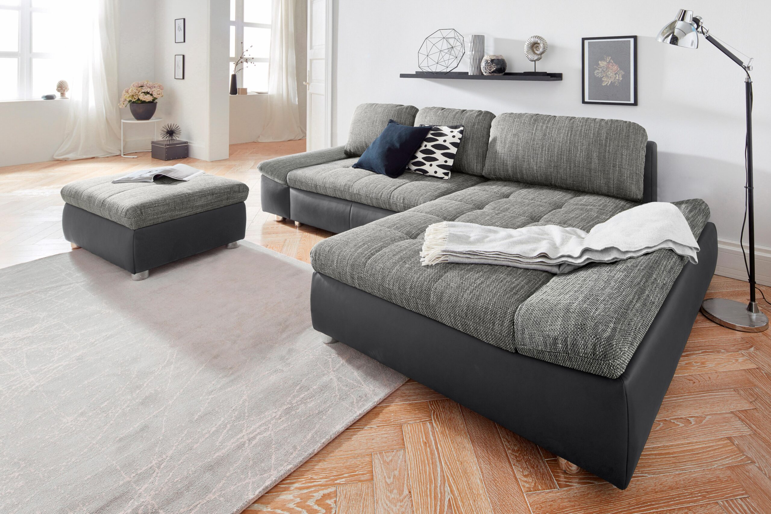 sit&more Ecksofa „Bergamo L-Form“, wahlweise mit Bettfunktion, Bettkasten und Armteilfunktion