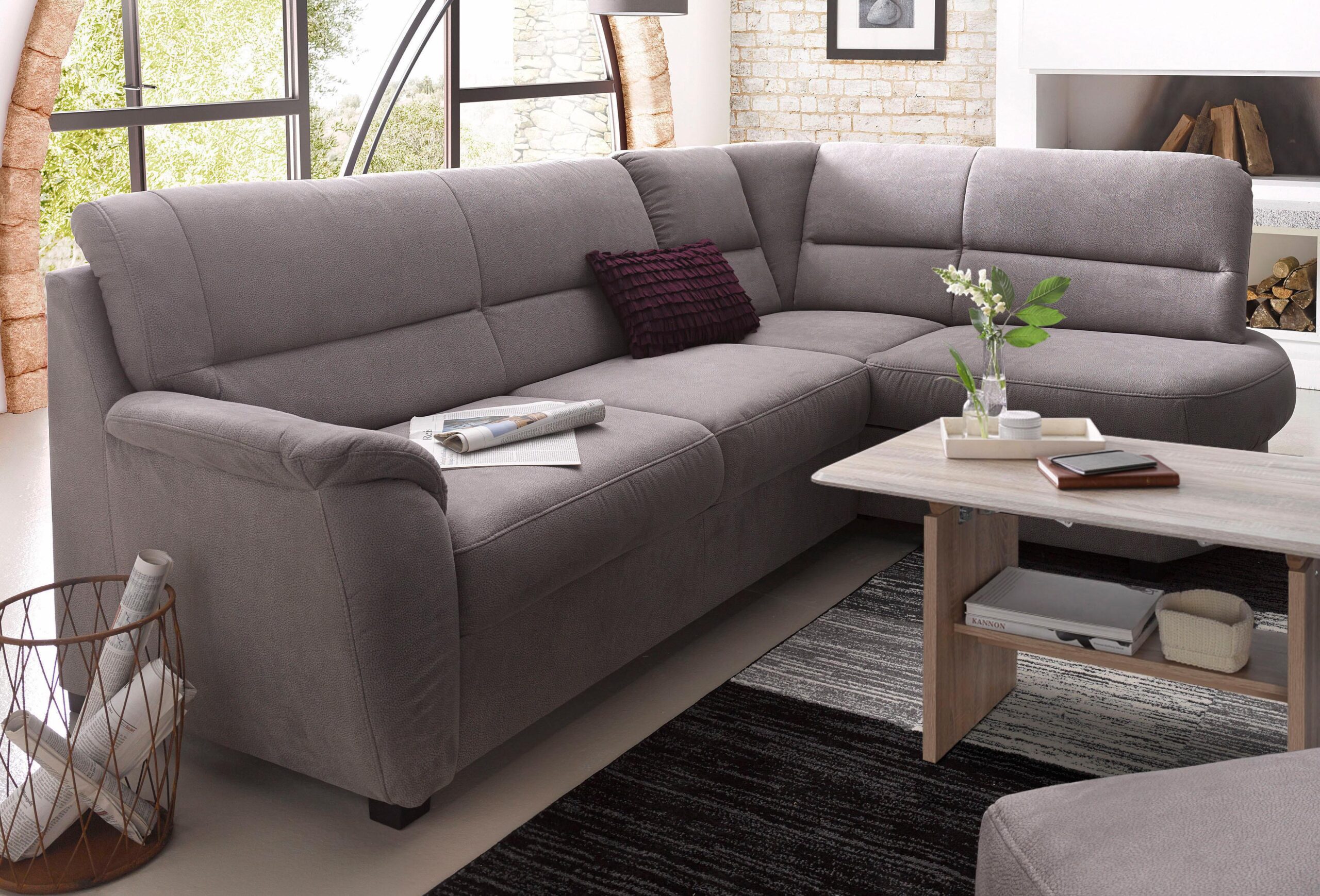 sit&more Ecksofa „Pandora L-Form“, wahlweise mit Bettfunktion und Bettkasten