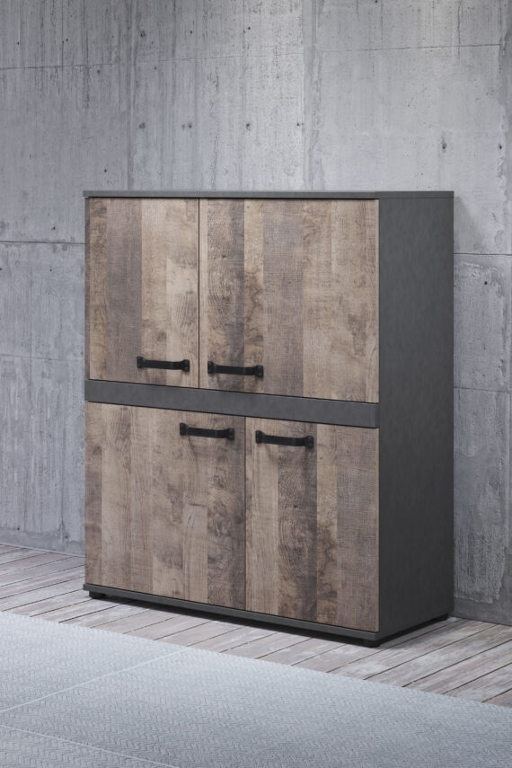 trendteam Highboard "Stripe", Rustikale Kommode - Maße (B/T/H) 100/41/118 cm