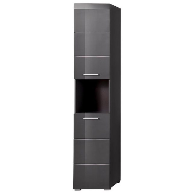 trendteam Hochschrank Amanda Highboard Regal Multifunktionsschrank Standschrank Grau 37x190x31cm