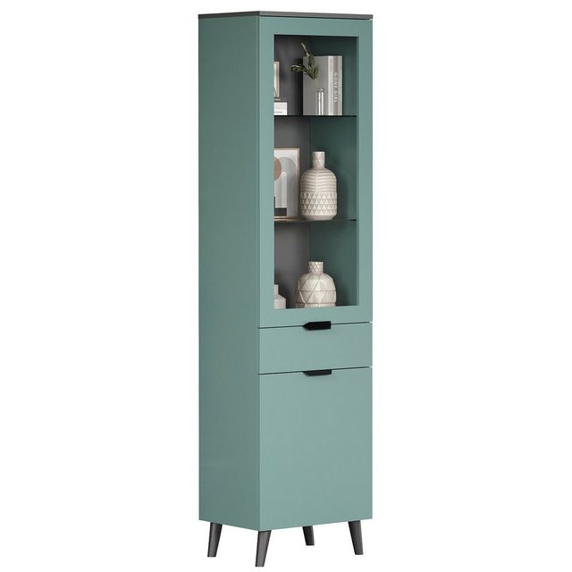 trendteam Vitrine Stauraumvitrinen Hängevitrine Standvitrine Dusk Blue 49x195x37cm