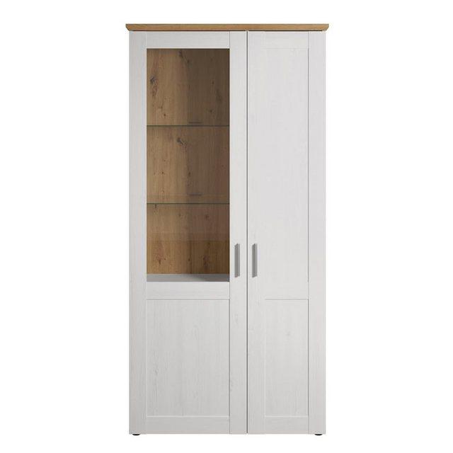 trendteam Vitrine Vitrinenschrank Hochschrank Beistellschrank Schrank Weiß 95x195x38cm