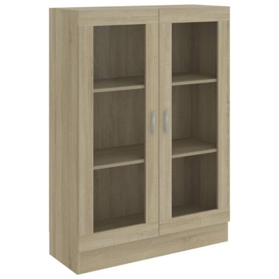 vidaXL Vitrine Bücherschrank Vitrinenschrank Vitrine Sonoma Eiche 82,5x30,5x115 cm Sp