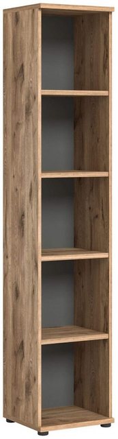 xonox.home Mehrzweckschrank Regal Büroregal MASON 200×40 cm in Nox Eiche und Basalt grau