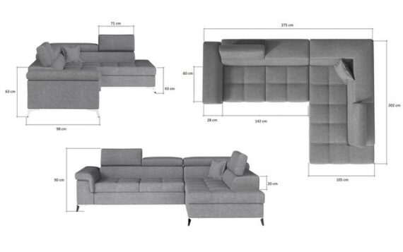 yourhouse24 Ecksofa Eridano L-form Schlafsofa Wohnlandschaft Links Rechts Bettkasten