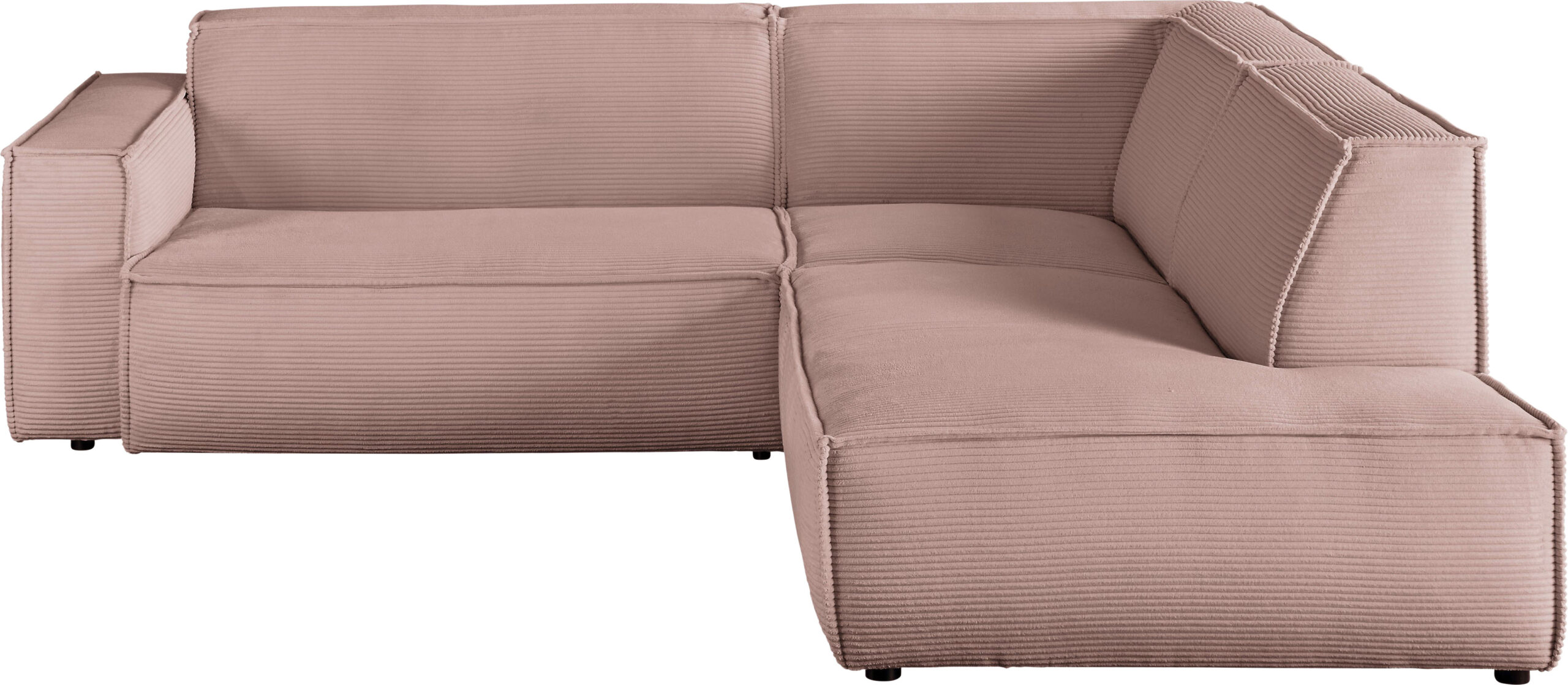 3C Candy Ecksofa „Matteo in elegant, kubischer Formensprache, bequem, L-Form“, mit auffälliger Kedernaht, Cord-Bezug, Lounge-Charakter