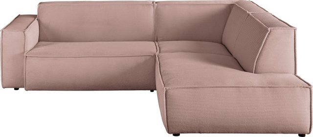 3C Candy Ecksofa Matteo in elegant, kubischer Formensprache, bequem, L-Form, mit auffälliger Kedernaht, Cord-Bezug, Lounge-Charakter