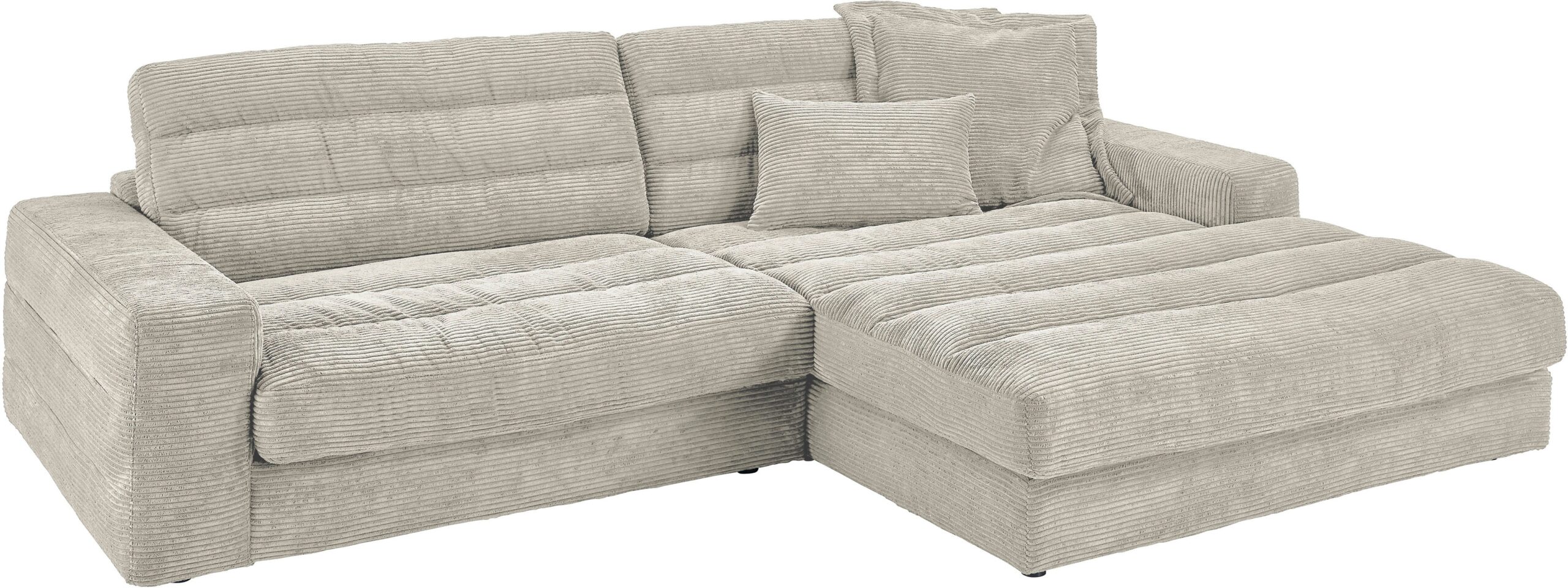 3C Candy Ecksofa "Stripes Mega-Sofa, bequem und komfortabel, L-Form", Lose Rückenkissen, mit feiner Quersteppung, Cord-Bezug