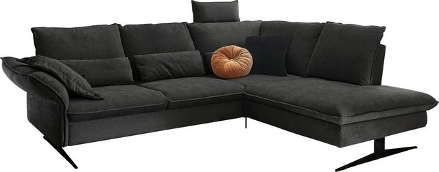 3C Carina Ecksofa Haya Design Funktionssofa, Tonnentaschen-Federkern, L-Form, incl. 2 Kopfstützen, mit klappbarer Armlehne, weiches Sitzgefühl