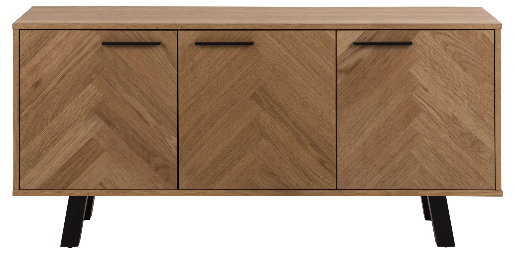 ACTONA GROUP Anrichte „Brighton“, Sideboard, Eichenfurnier, Fischgrätenmuster, 3 Türen, 2 Einlegeböden