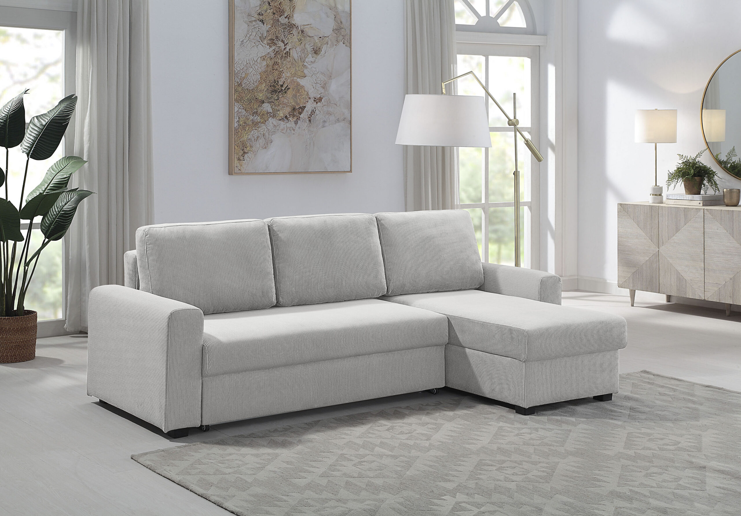 ATLANTIC home collection Ecksofa „Dublin L-Form“, Bettfunktion und Bettkasten, Recamiere links oder rechts montierbar