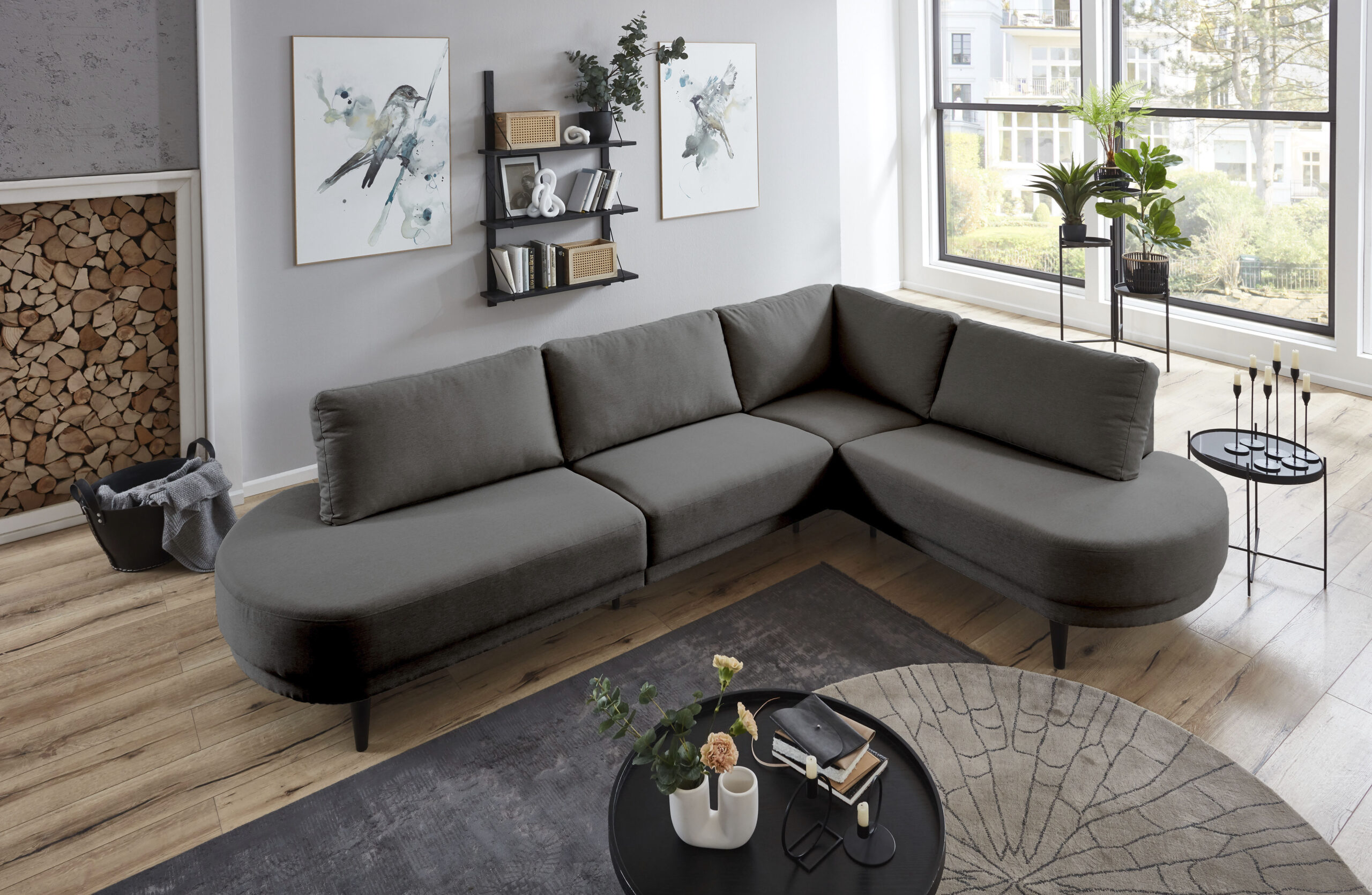 ATLANTIC home collection Ecksofa „Ronny L-Form“, mit Wellenunterfederung, rechts/links montierbar