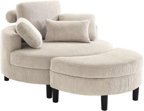 ATLANTIC home collection Loveseat, XXL- Sessel, inklusive Stauraumhocker, Rückenkissen & drei Zierkissen