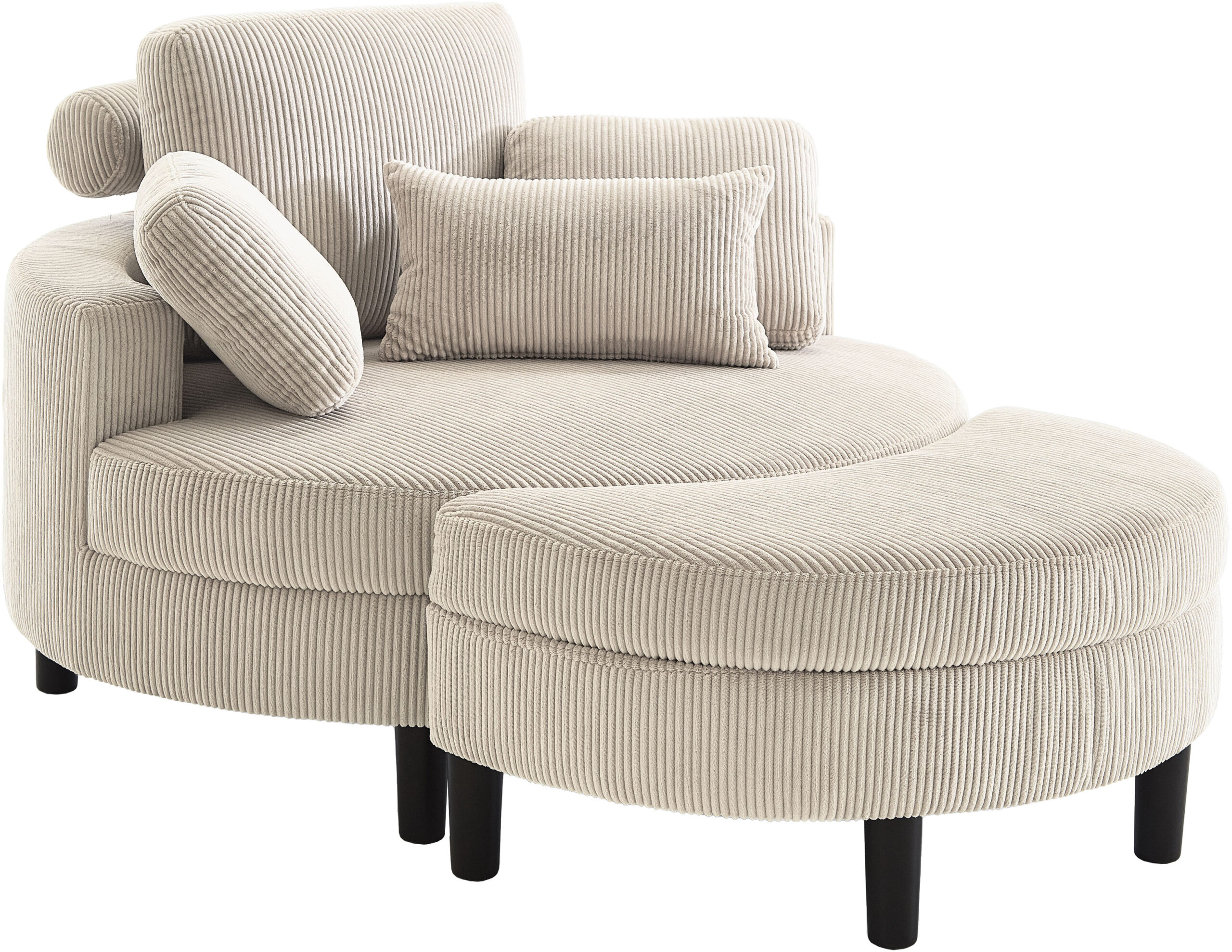 ATLANTIC home collection Loveseat „Ravi“, XXL- Sessel, inklusive Stauraumhocker, Rückenkissen & drei Zierkissen