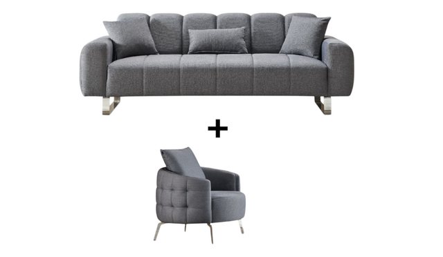 BENEDO MÖBEL Polstergarnitur FASA Sofa Handarbeit Massivholz Hochwertiger Stoff, Schlaffunktion, Inkl. Kissen, Hochwertige Materialien