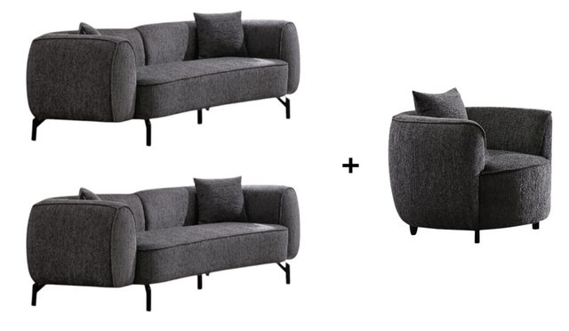 BENEDO MÖBEL Polstergarnitur Paula Sofa Handarbeit Massivholz Hochwertiger Stoff, Inkl. Kissen, Hochwertige Materialien, Massivholz Konstruktion