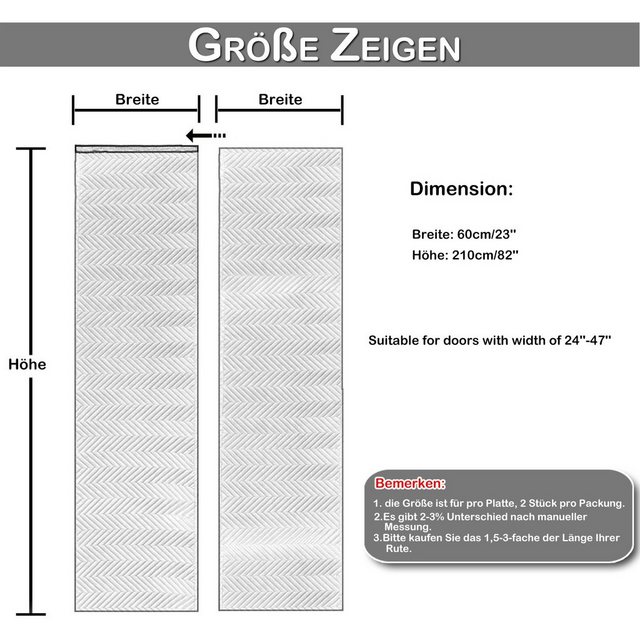 BTTO Türvorhang Türvorhang Thermo 2St 60x210cm,Magnetband,Winddicht,Raumteiler, 3 Farbe,Hitze-,Licht-,Kalt- und Windbeständige Heimdekoration