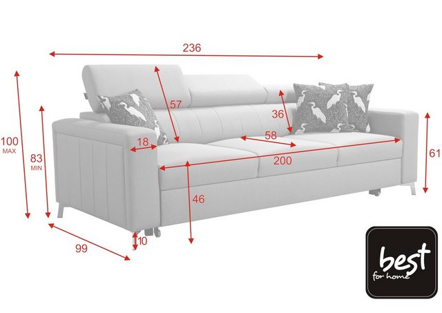 Best for Home Sofa BERTA funktionell und komfortabel