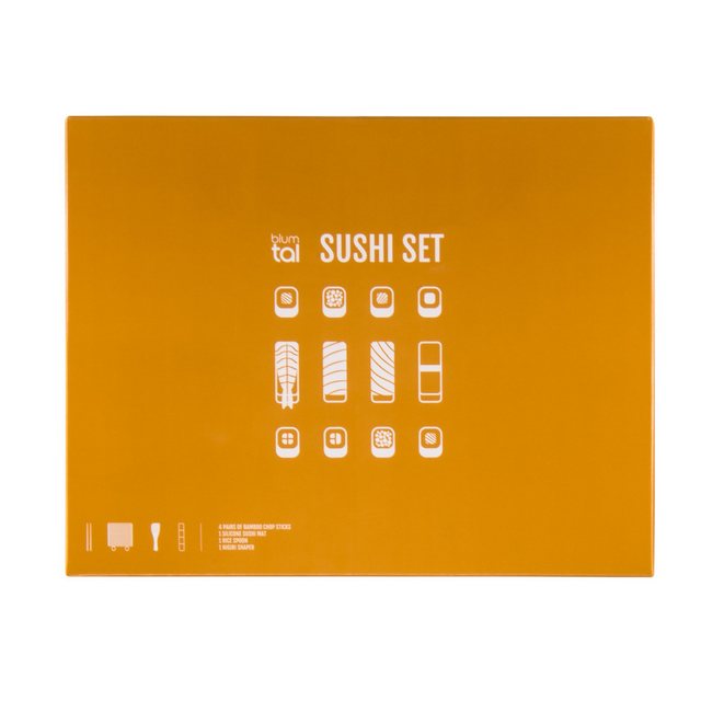 Blumtal Sushi-Roller Sushi Set – Silikonmatte, Stäbchen und Reislöffel, (Set 7-tlg), Spülmaschinenfest