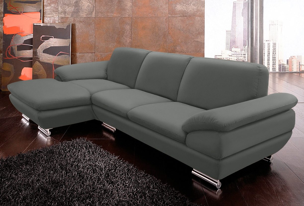 CALIA ITALIA Ecksofa „Glamour, italienisches Designsofa, tollem Sitzkomfort zum Entspannen“, mit tollem Lederbezug und Designfuß, L-Form