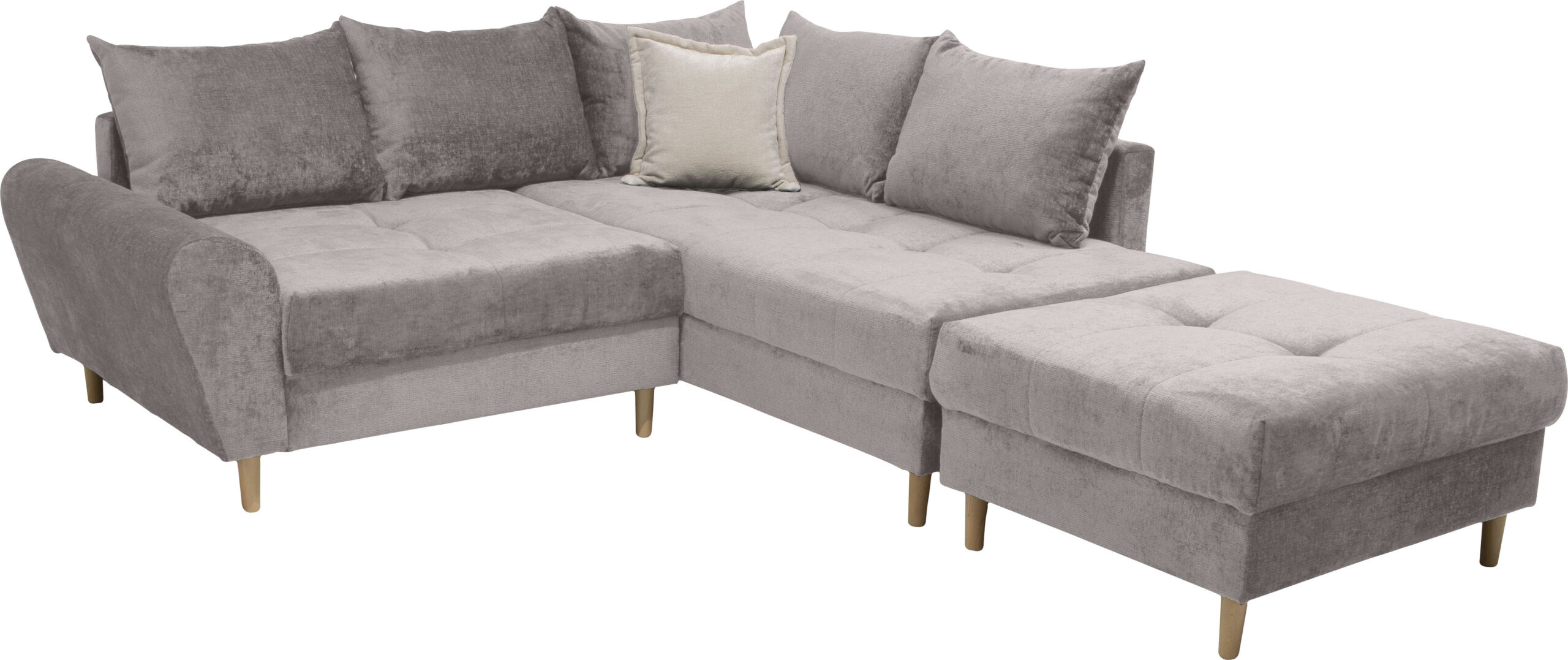 COLLECTION AB Ecksofa „Reims L-Form“, Ottomane beidseitig montierbar, inkl. Bettfunktion und Hocker