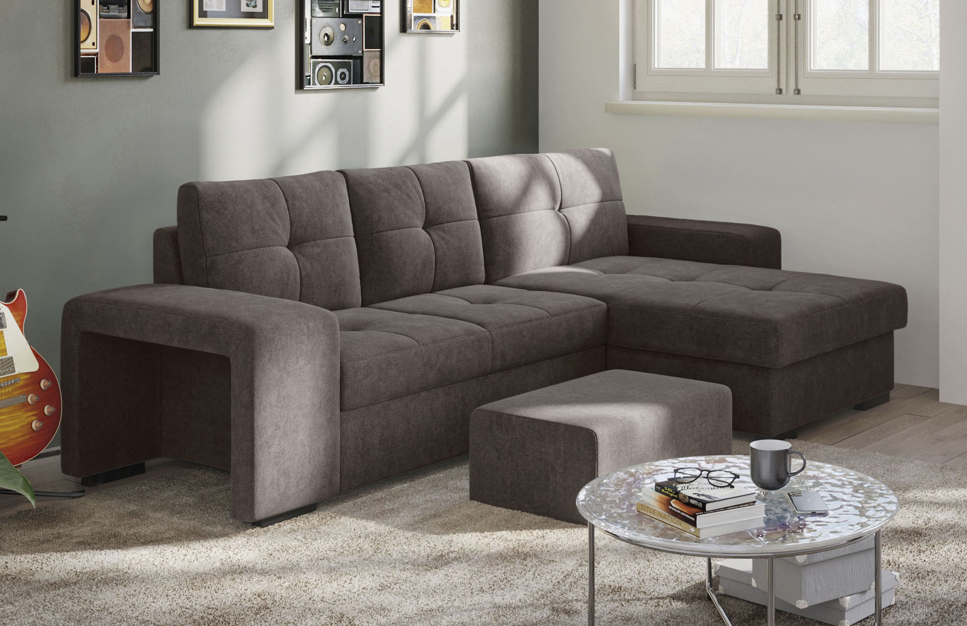 COTTA Ecksofa „Mattina L-Form“, inkl. Hocker, wahlweise mit Bettfunktion und Bettkasten