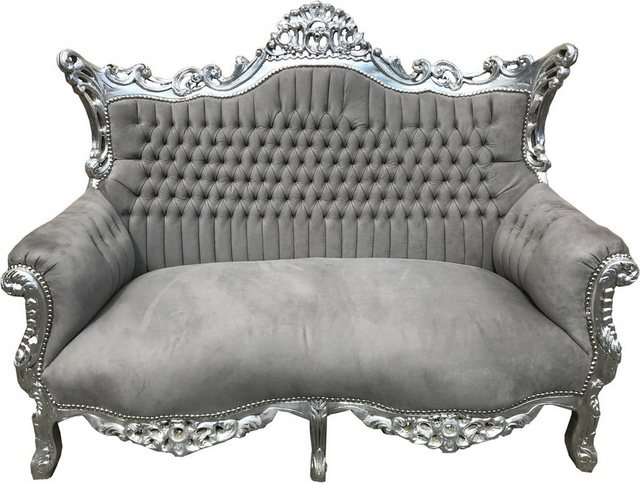 Casa Padrino 2-Sitzer Barock 2-er Sofa Master Grau / Silber – Antik Stil Möbel