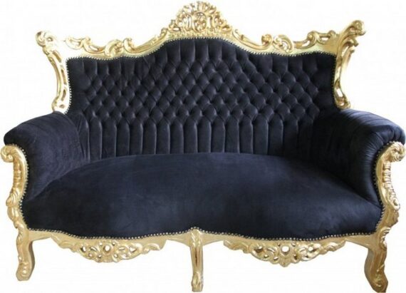 Casa Padrino 2-Sitzer Barock 2-er Sofa Master Schwarz / Gold - Antik Stil Möbel