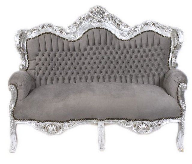 Casa Padrino 2-Sitzer Barock 2er Sofa Master Grau / Silber – Möbel