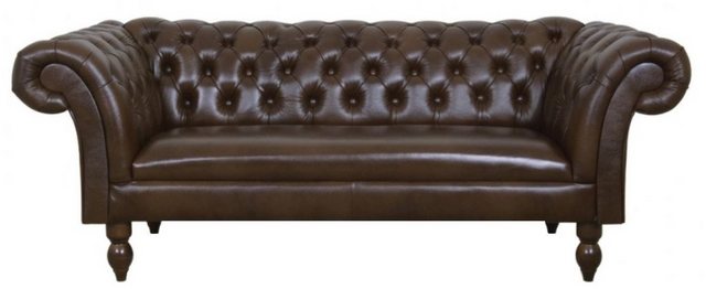 Casa Padrino 2-Sitzer Luxus Echtleder 2er Sofa Dunkelbraun 180 x 90 x H. 80 cm – Wohnzimmermöbel im Chesterfield Design