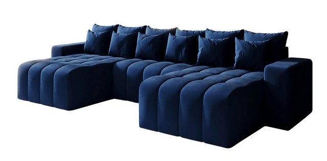 DB-Möbel Ecksofa BATTUMI-U – Eckcouch mit Schlaffunktion, 370 cm breit. Dunkelblau