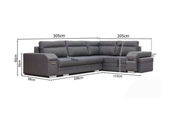 DB-Möbel Ecksofa Ecosofa Millo mit Hocker und Minibar, mit Schlaffunktion.